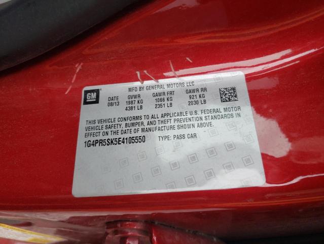 1G4PR5SK5E4105550 - 2014 BUICK VERANO CONVENIENCE RED photo 12