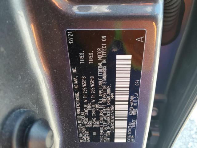 5TDGZRBH0NS179169 - 2022 TOYOTA HIGHLANDER XLE GRAY photo 14