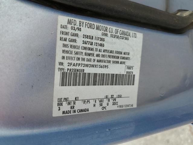 2FAFP73W3WX156595 - 1998 FORD CROWN VICT BLUE photo 12