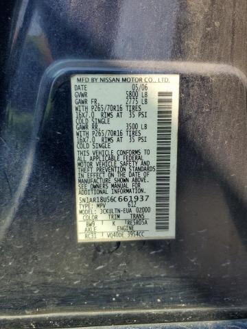 5N1AR18U56C661937 - 2006 NISSAN PATHFINDER LE BLUE photo 13