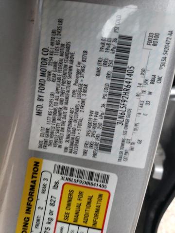 3LN6L5F92HR641405 - 2017 LINCOLN MKZ RESERVE ვერცხლისფერი ფოტო 12