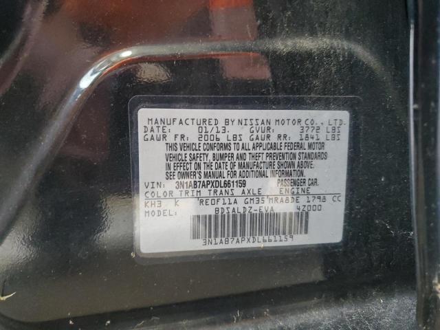 3N1AB7APXDL661159 - 2013 NISSAN SENTRA S BLACK photo 13