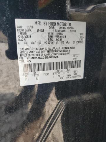 2FMDK38C38BA86020 - 2008 FORD EDGE SEL BLACK photo 13