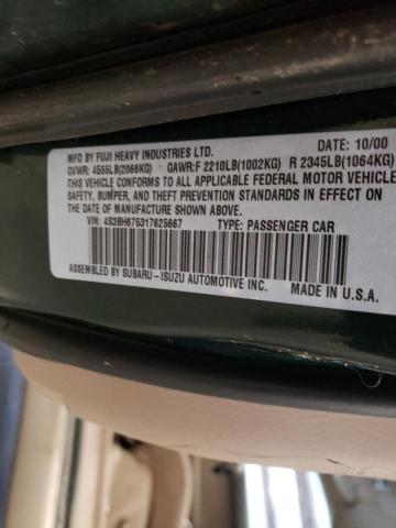 4S3BH675317625667 - 2001 SUBARU LEGACY OUTBACK AWP 绿色 照片 12
