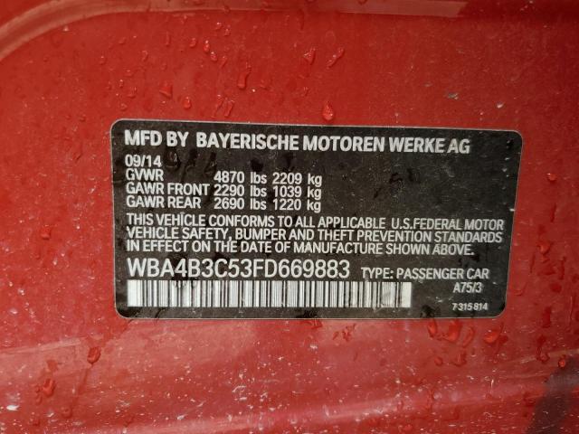 WBA4B3C53FD669883 - 2015 BMW 435 XI GRAN COUPE RED photo 13