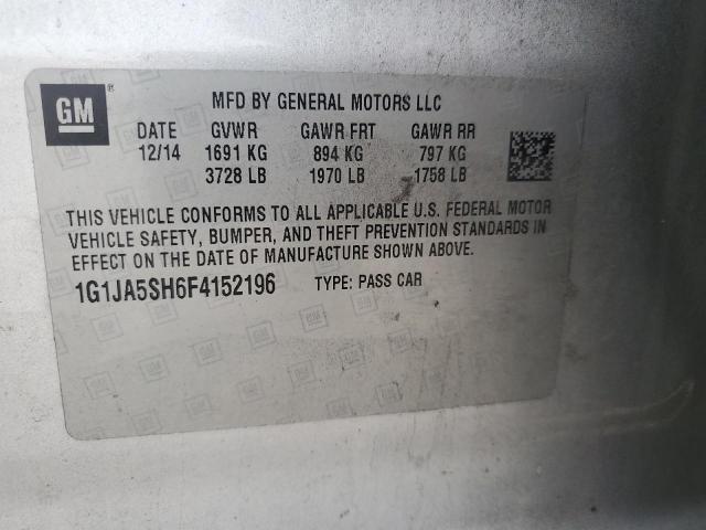 1G1JA5SH6F4152196 - 2015 CHEVROLET SONIC LS SILVER photo 12