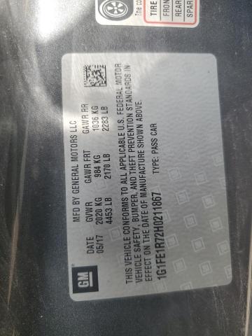 1G1FE1R72H0211867 - 2017 CHEVROLET CAMARO SS CHARCOAL photo 13