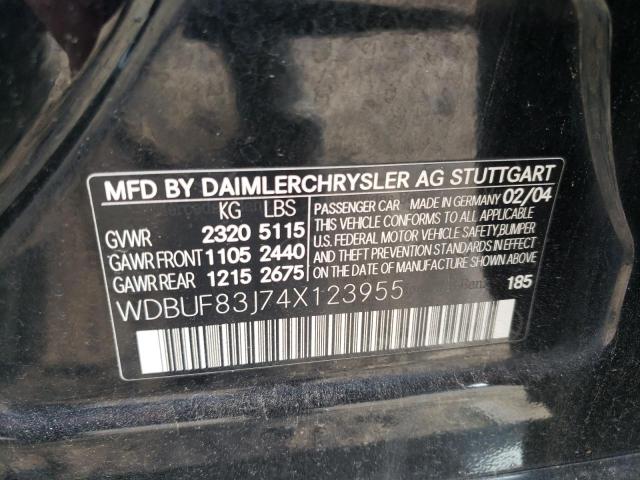 WDBUF83J74X123955 - 2004 MERCEDES-BENZ E 500 4MATIC BLACK photo 12