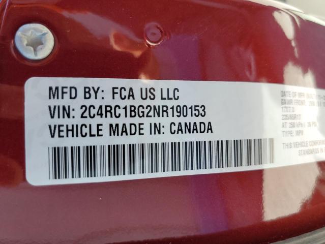 2C4RC1BG2NR190153 - 2022 CHRYSLER PACIFICA TOURING L მუქწითელი ფოტო 13