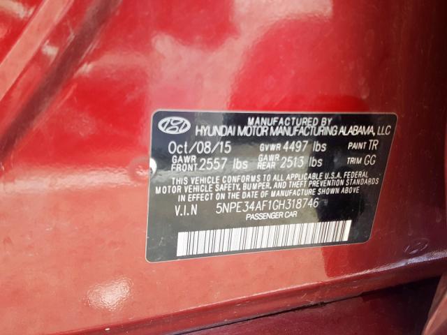 5NPE34AF1GH318746 - 2016 HYUNDAI SONATA SPORT  Foto 10