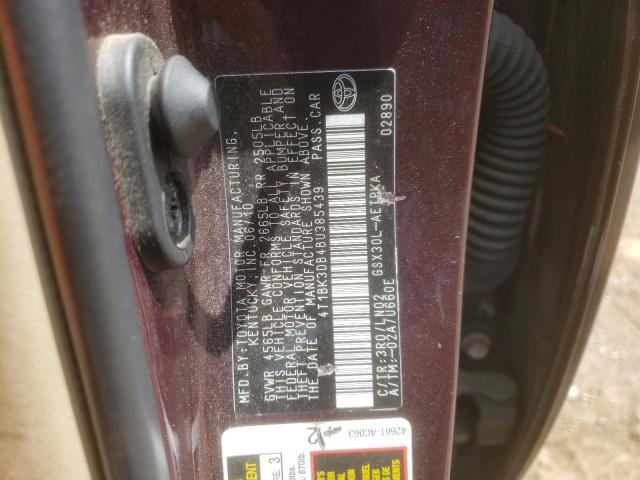 4T1BK3DB4BU385439 - 2011 TOYOTA AVALON BASE Tünd qırmızı foto 12