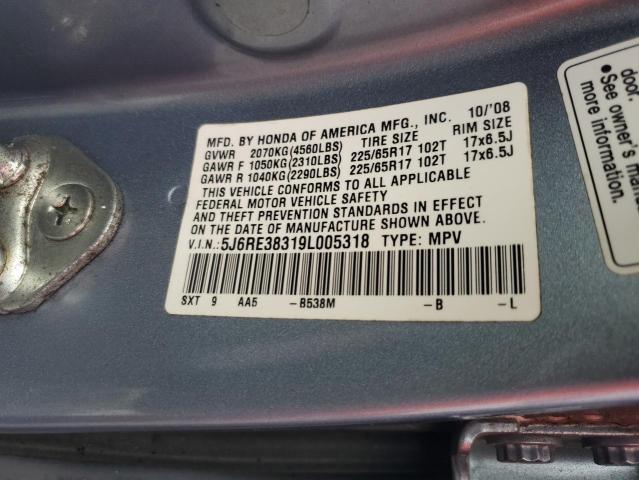 5J6RE38319L005318 - 2009 HONDA CR-V LX SILVER photo 13