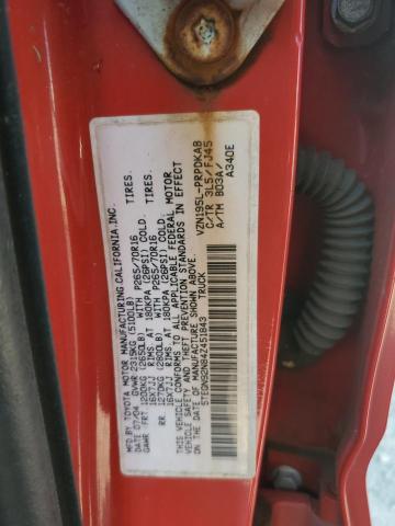 5TEGN92N84Z451843 - 2004 TOYOTA TACOMA DOUBLE CAB PRERUNNER RED photo 12