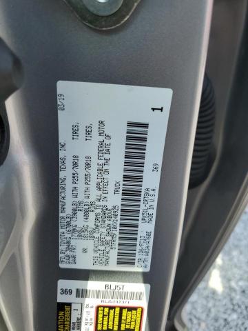 5TFRM5F10KX140925 - 2019 TOYOTA TUNDRA DOUBLE CAB SR/SR5 SILVER photo 12