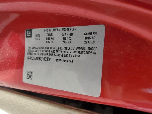 1G4HJ5EM5BU113300 - 2011 BUICK LUCERNE CXL RED photo 12