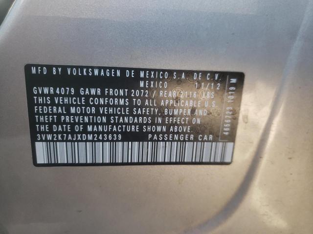 3VW2K7AJXDM243639 - 2013 VOLKSWAGEN JETTA BASE 棕色 照片 12