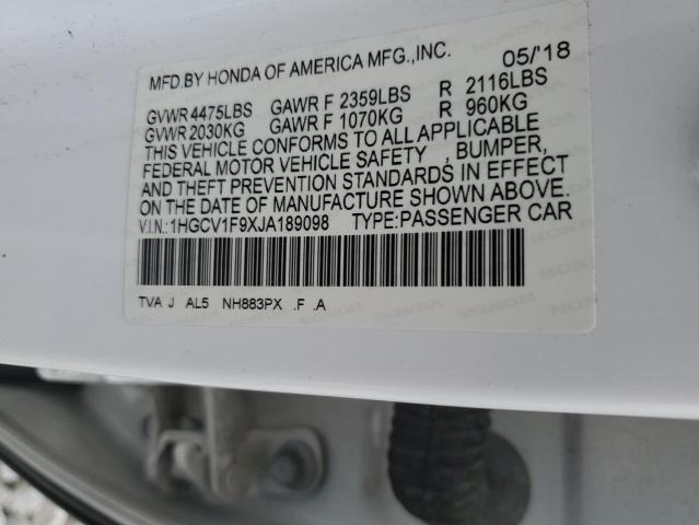 1HGCV1F9XJA189098 - 2018 HONDA ACCORD TOURING Ağ foto 12