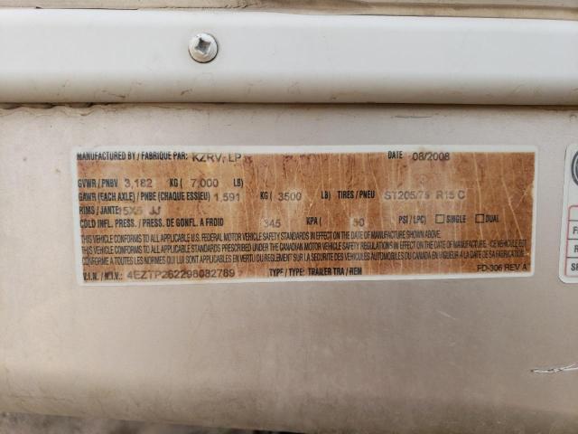 4EZTP262298082789 - 2009 SPRE CAMPER WHITE photo 10