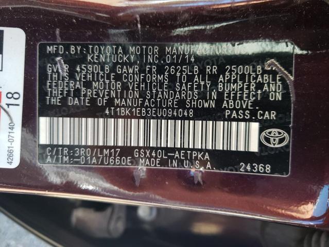 4T1BK1EB3EU094048 - 2014 TOYOTA AVALON BASE 紫色 照片 12