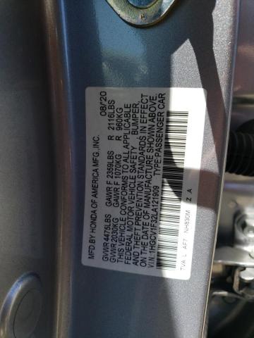 1HGCV1F32LA121909 - 2020 HONDA ACCORD SPORT SILVER photo 12