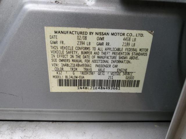 1N4BL21E48N493661 - 2008 NISSAN ALTIMA 3.5SE SILVER photo 12