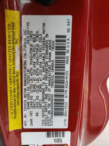 5TETX4GN2AZ684830 - 2010 TOYOTA TACOMA PRERUNNER ACCESS CAB RED photo 12