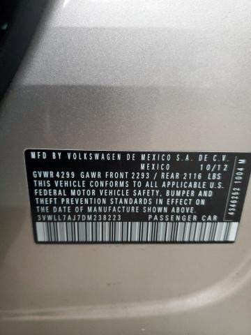 3VWLL7AJ7DM238223 - 2013 VOLKSWAGEN JETTA TDI ოქროსფერი ფოტო 12