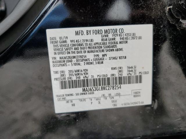 MAJ6S3GL8KC278254 - 2019 FORD ECOSPORT SE Negro foto 12