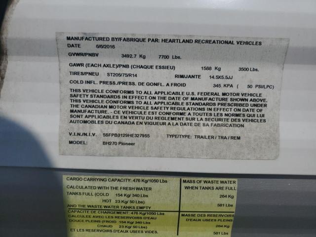 5SFPB3129HE327955 - 2017 HEARTLAND GATEWAY ნაცრისფერი ფოტო 10