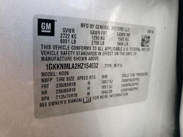 1GKKNMLA2HZ154632 - 2017 GMC ACADIA SLT-1 SILVER photo 12