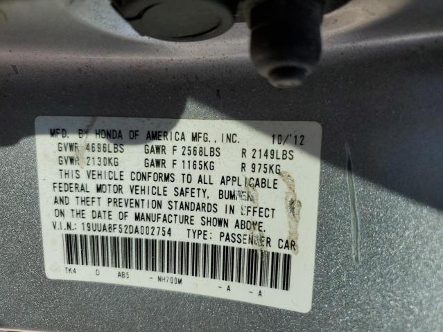 19UUA8F52DA002754 - 2013 ACURA TL TECH SILVER photo 10
