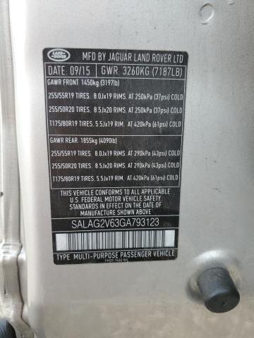 SALAG2V63GA793123 - 2016 LAND ROVER LR4 HSE SILVER photo 13