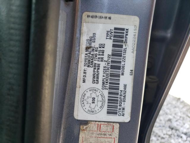 2T1KR32E73C767122 - 2003 TOYOTA COROLLA MA XR BLUE photo 12