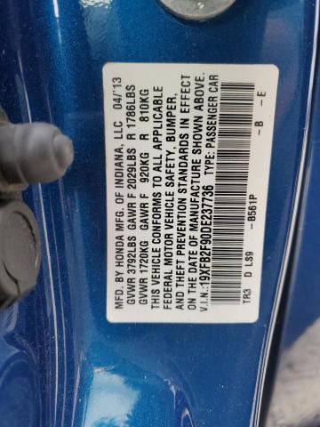 19XFB2F90DE237736 - 2013 HONDA CIVIC EXL BLUE photo 13