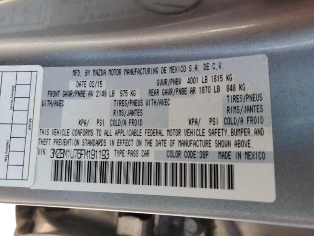 3MZBM1U76FM191193 - 2015 MAZDA 3 SPORT ვერცხლისფერი ფოტო 12