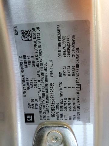 1GCHSAE32F1196435 - 2015 CHEVROLET COLORADO ვერცხლისფერი ფოტო 12