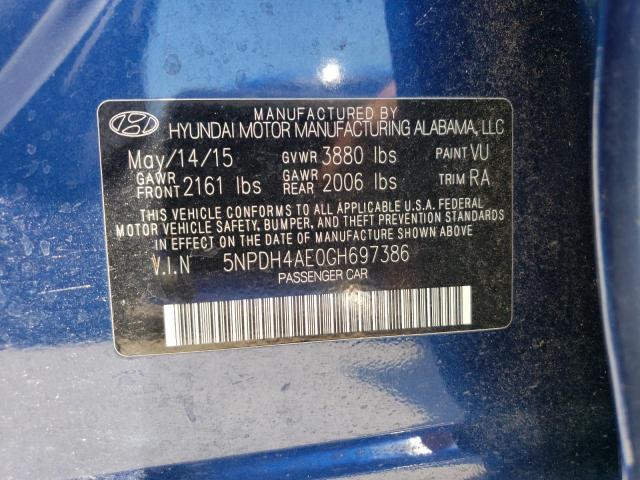 5NPDH4AE0GH697386 - 2016 HYUNDAI ELANTRA SE BLUE photo 13