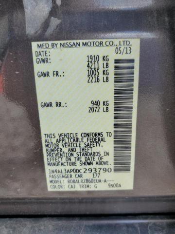 1N4AL3AP0DC293790 - 2013 NISSAN ALTIMA 2.5 CHARCOAL photo 12