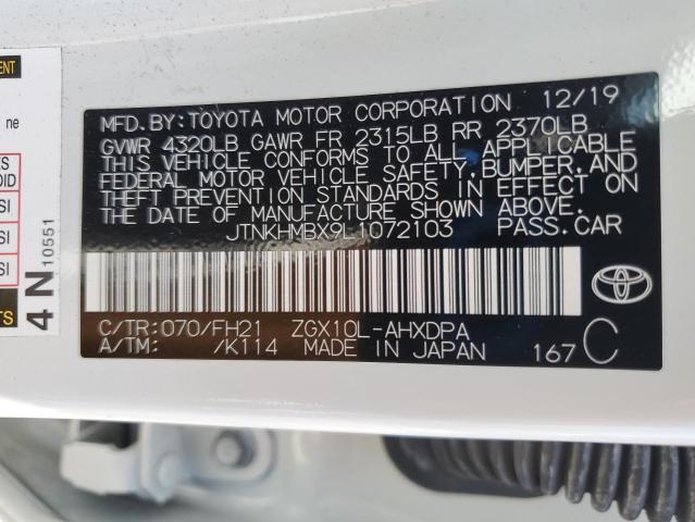 JTNKHMBX9L1072103 - 2020 TOYOTA C-HR XLE WHITE photo 13