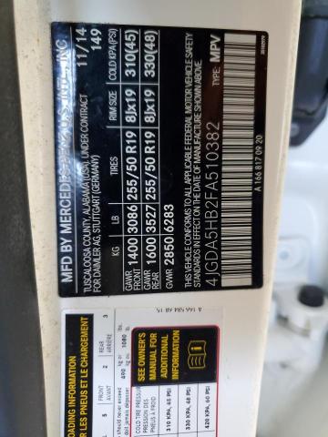 4JGDA5HB2FA510382 - 2015 MERCEDES-BENZ ML 350 4MATIC WHITE photo 13