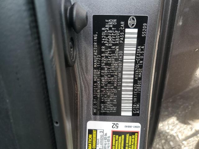 4T1G11AK1RU871430 - 2024 TOYOTA CAMRY SE NIGHT SHADE GRAY photo 13