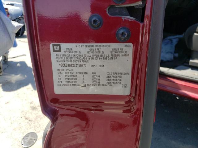 1GCEC19T27Z156370 - 2007 CHEVROLET SILVERADO C1500 CLASSIC RED photo 12