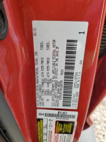 5TFRY5F19MX280785 - 2021 TOYOTA TUNDRA DOUBLE CAB SR/SR5 RED photo 12