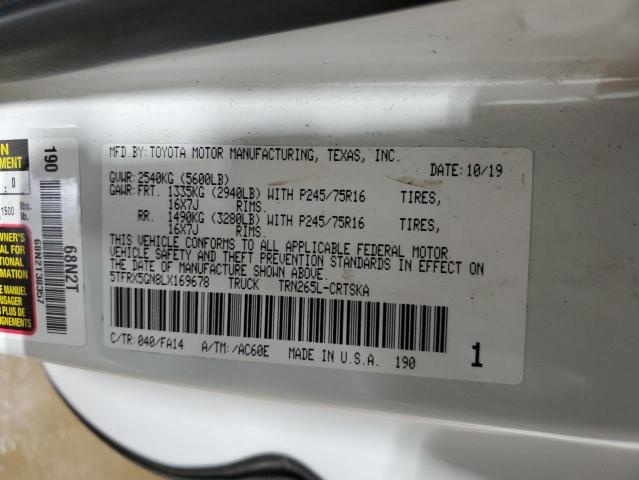 5TFRX5GN8LX169678 - 2020 TOYOTA TACOMA ACCESS CAB 白色 照片 12