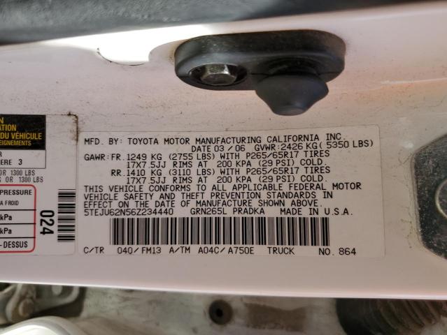 5TEJU62N56Z234440 - 2006 TOYOTA TACOMA DOUBLE CAB PRERUNNER WHITE photo 12