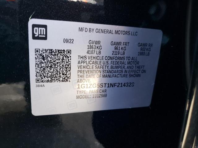 1G1ZG5ST1NF214323 - 2022 CHEVROLET MALIBU RS 黑色 照片 12