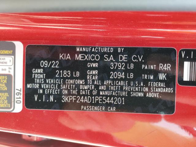 3KPF24AD1PE544201 - 2023 KIA FORTE LX RED photo 13