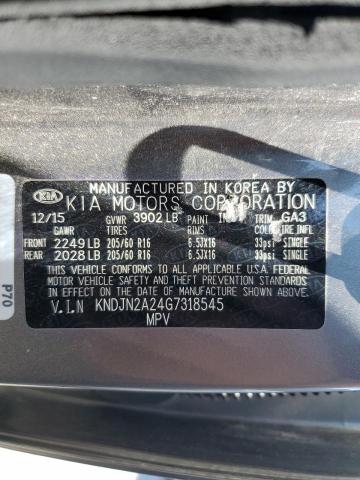 KNDJN2A24G7318545 - 2016 KIA SOUL GRAY photo 12