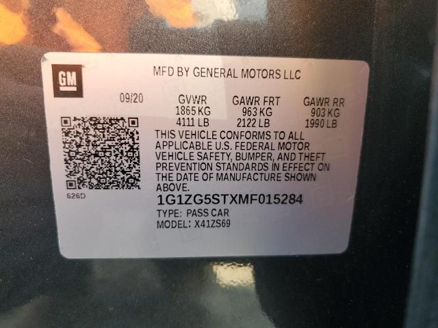 1G1ZG5STXMF015284 - 2021 CHEVROLET MALIBU RS CHARCOAL photo 12