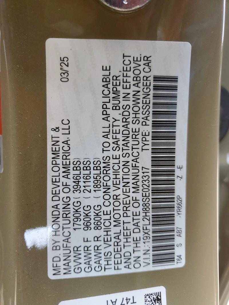 19XFL2H88SE023317 - 2025 HONDA CIVIC SPORT 棕色 照片 13